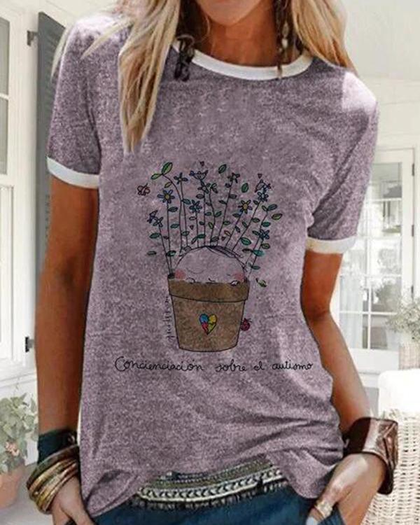 Women Two Different Pattern Comfy T-shirt