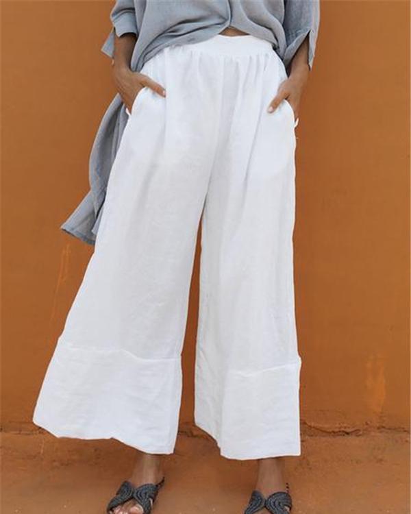 US$ 35.99 - Casual Elastic Waist Folds Wide Leg Pants - www.narachic.com