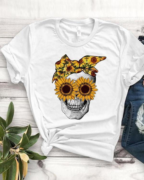 Women Lover Sunflower Lover Sukull T-shirt