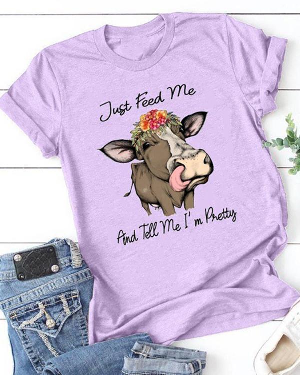 Women Animal Printing Design Short Sleeve T-shirt
