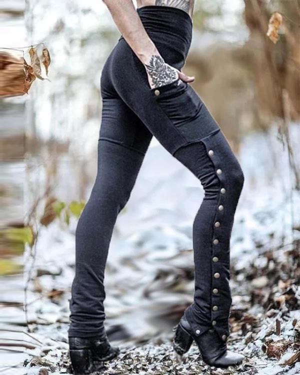 Women's Rvet Split Slim Stretch Pocket Leggings Pants