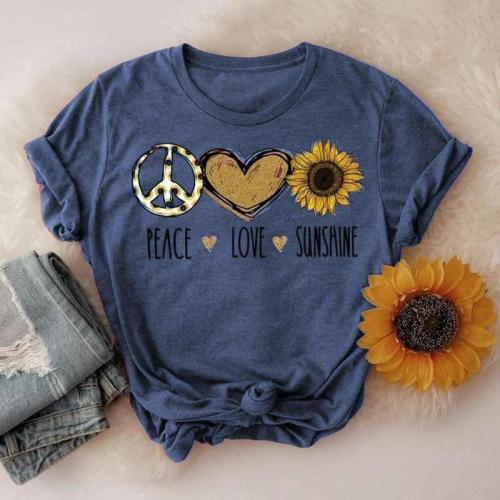 Women Peace Love Sunshine Fashion Summer T-shirts