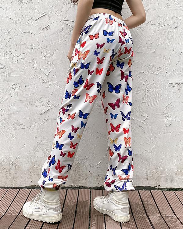 Butterfly Print Casual Hip-hop Trousers