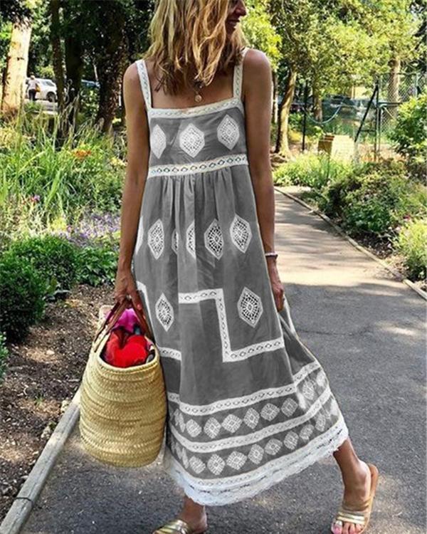 Bohemian Sling Printed Sleeveless Maxi Dresses