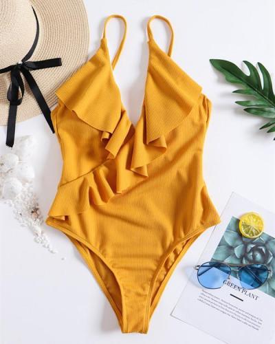 Women Flounce Ruffled One-Piece Swimsuits