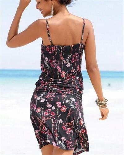 Women Casual Summer Sleeveless Floral Vacation Dress