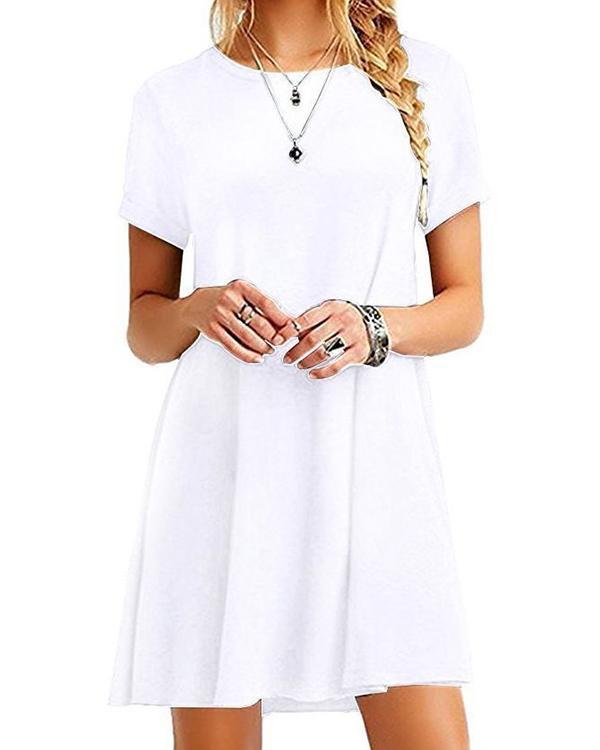 Women's Casual Short Sleeve Multicolor Loose T-Shirt Dress