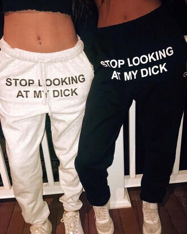 Women's Letter Printing High Waist Loose Casual Sweat Pants