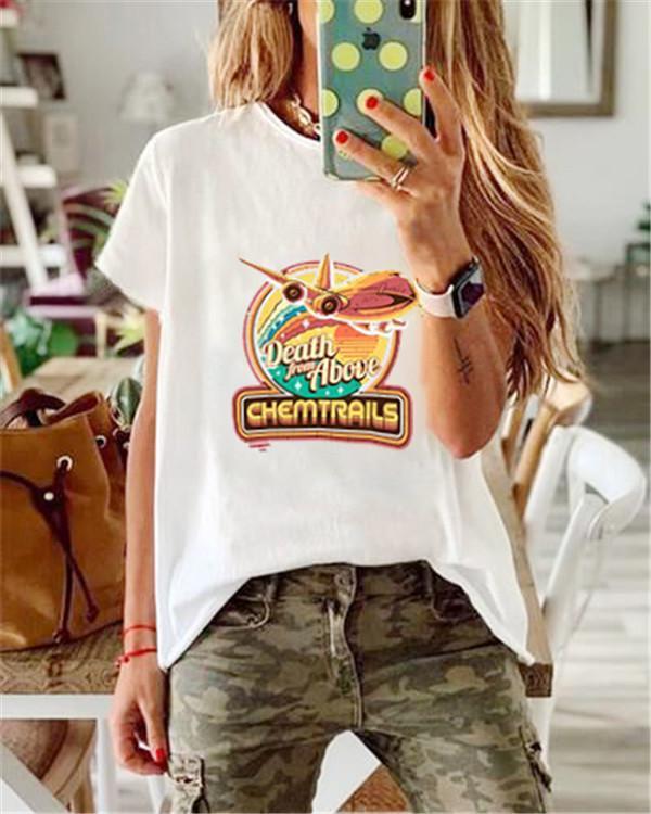 Plus Size Printed Crew Neck Casual Summer Women Holiday Blouse