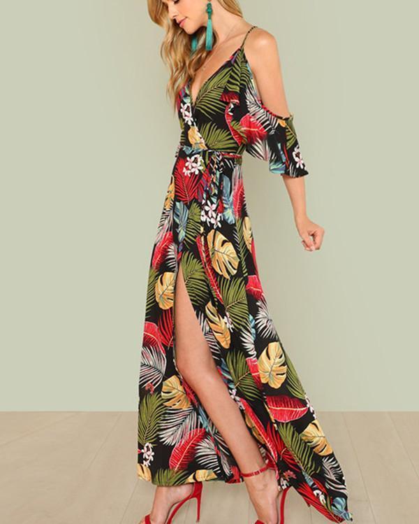 Women Summer V Neck Swing Beach Casual Floral Printed Dresses