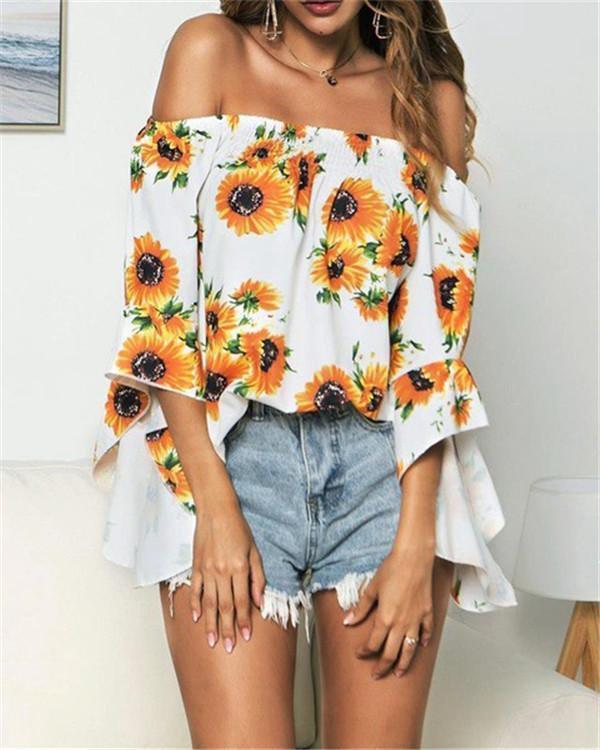 Off Shoulder Solid Summer Holiday Chic Blouse