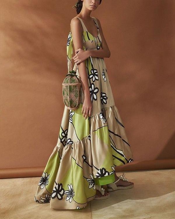 Elegant Stylish Sleeveless Floral Print Maxi Dress