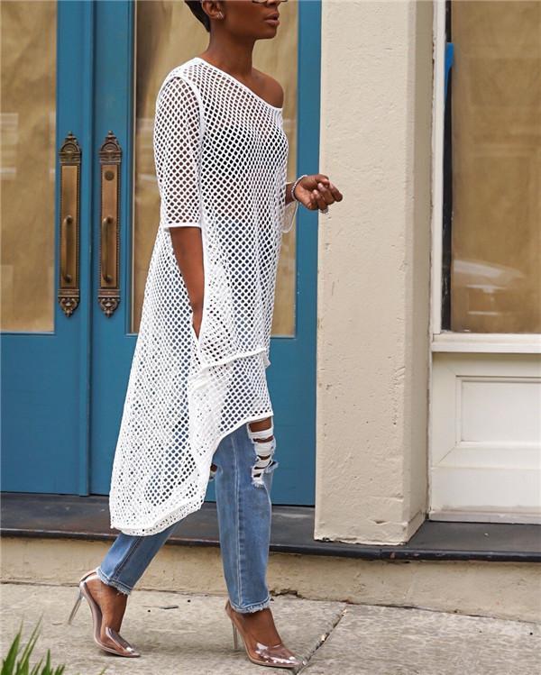 Casual Asymmetrical Hollow-out Blouse