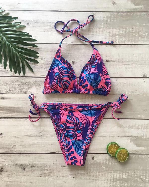Sexy Strappy Printed Bikini