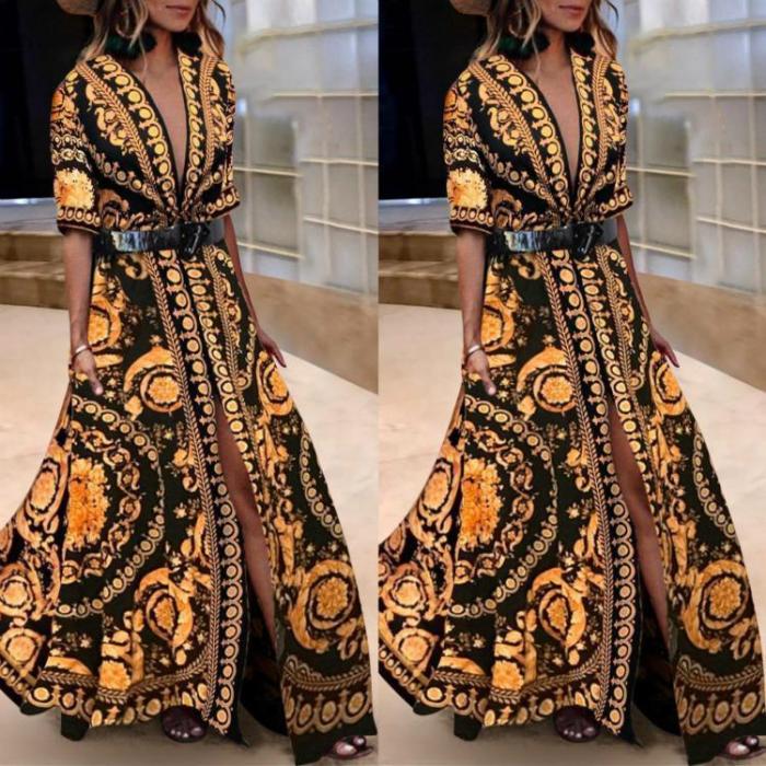 Early Spring Vintage Printed Fashionable Maxi Dress