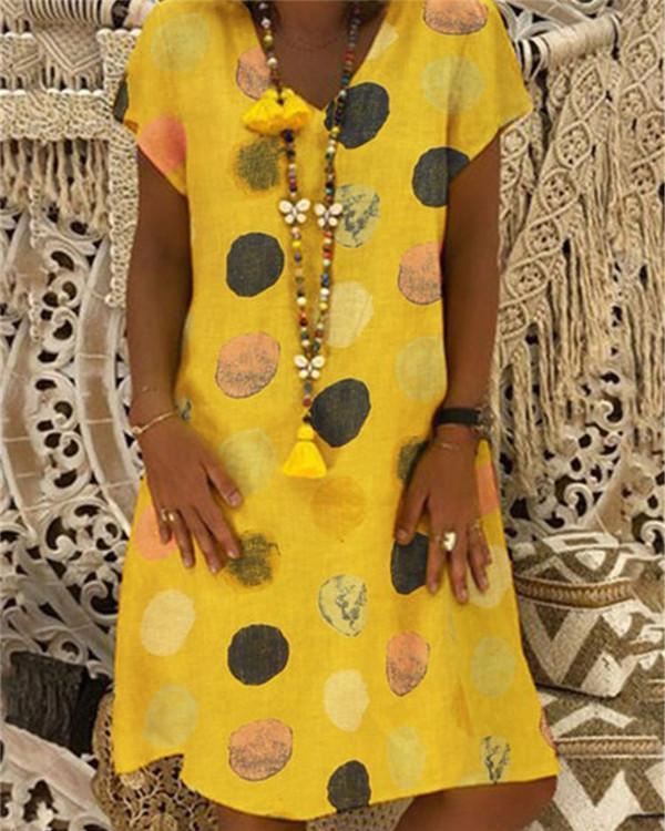 US$ 22.99 - V Neck Summer Polka Dots Boho Holiday Chic Dresses - www ...