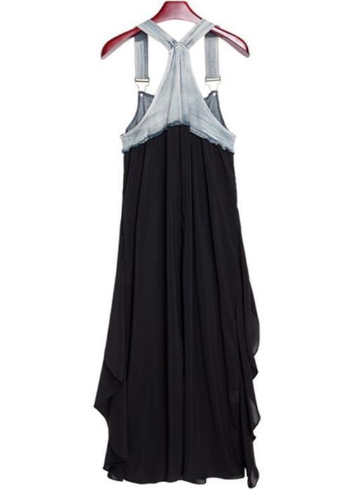 Women Fashion Plus Size Casual Black Asymmetrical Dress