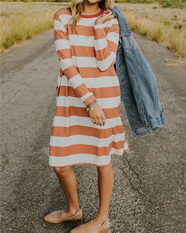 Stripe Women Fashion Summer Holiday Mini Dresses