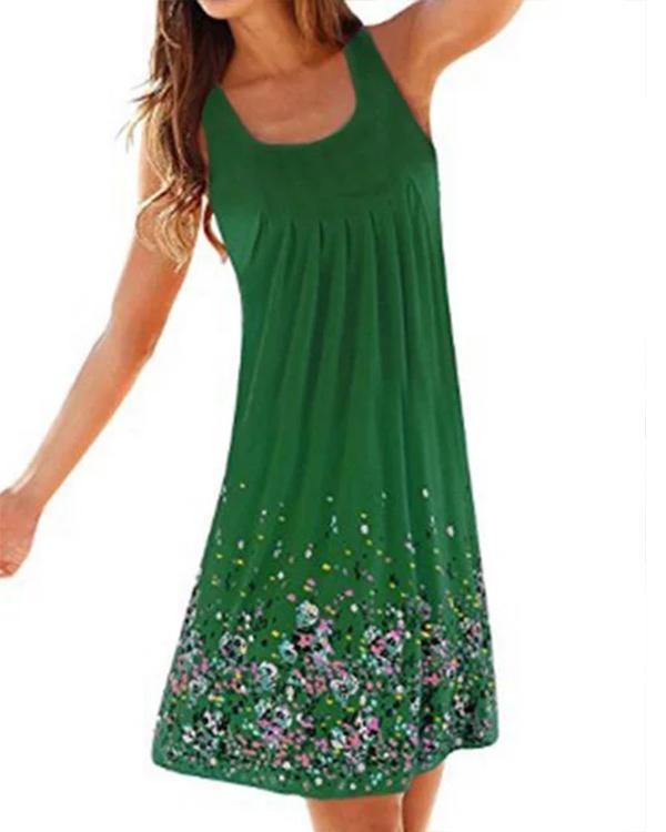 A-line Women Daytime Sleeveless Cotton-blend Painted Floral Floral Dress