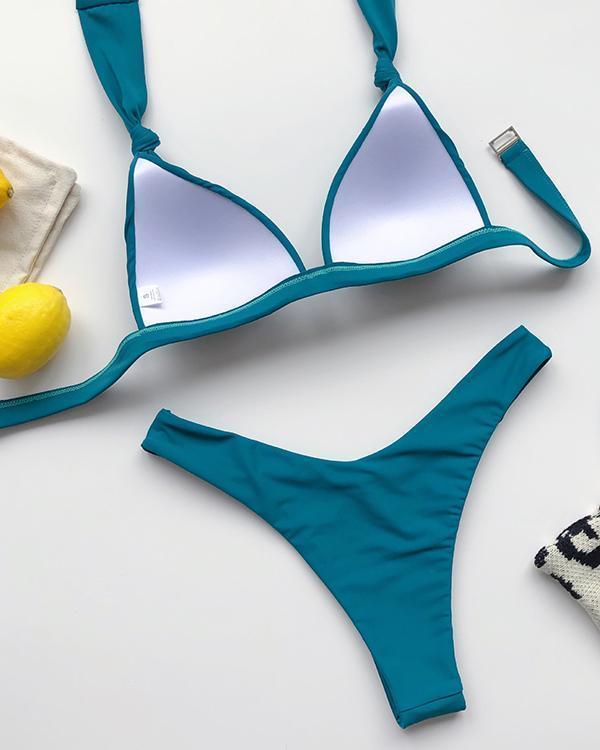 Halter Fold Design Bikini Set