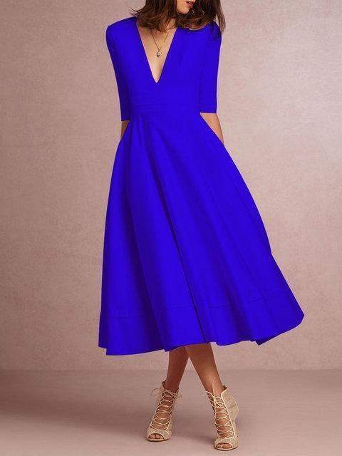 Women Daily 3/4 Sleeve Paneled Prom Dress