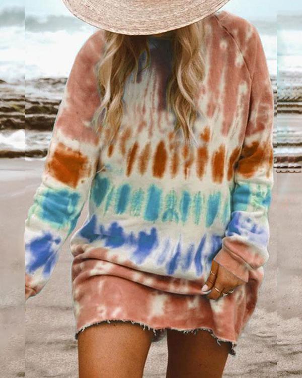 Casual Long-sleeve Loose Home Sweatshirt Mini Dresses