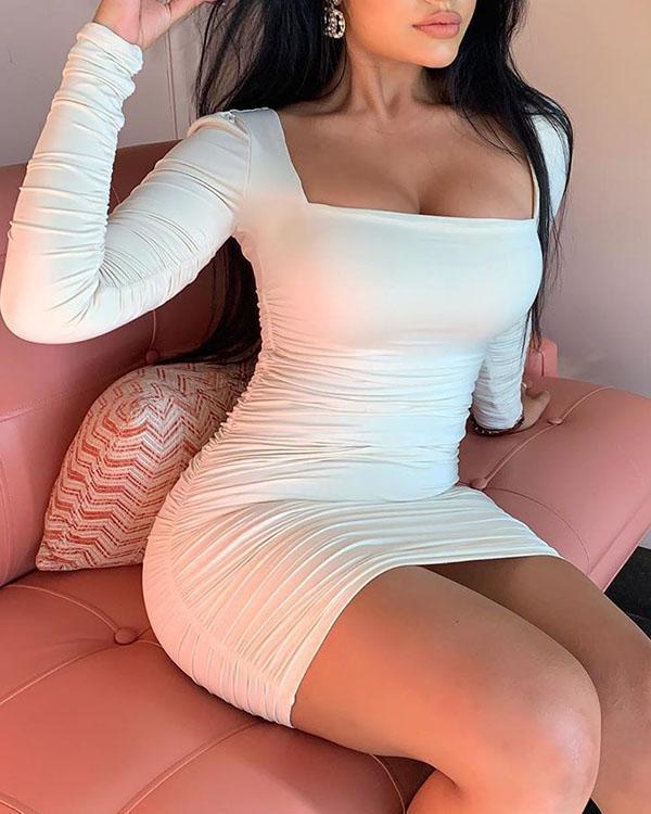 Women's Solid Color Backless Cut-out Bodycon Dress