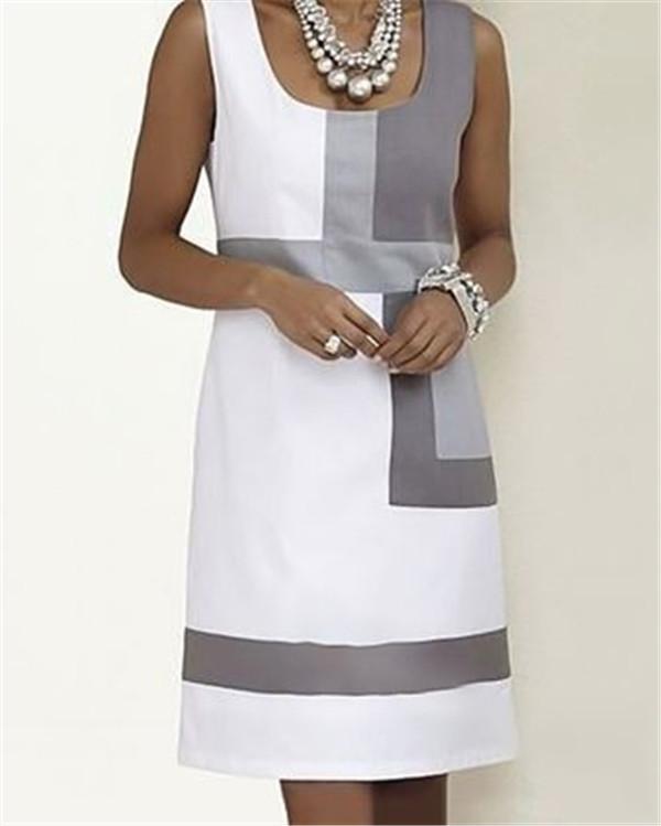 Casual Patchwork Color Summer Sleeveless Vacation Dress