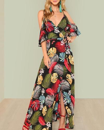 Women Summer V Neck Swing Beach Casual Floral Printed Dresses