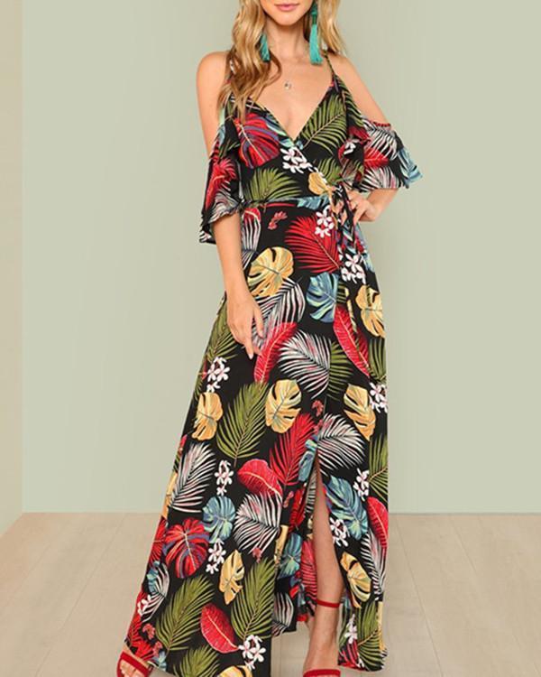 Women Summer V Neck Swing Beach Casual Floral Printed Dresses