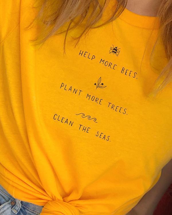 Help More Bees Plant More Trees Clean The Seas Women T-Shirt