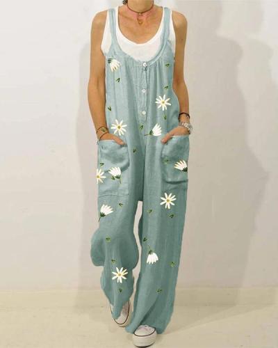 Vinatge Floral Print Strapless Jumpsuit