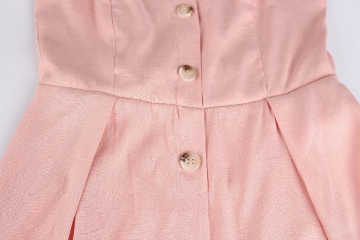 Women Casual Sleeveless Strapless Button Sling Dress