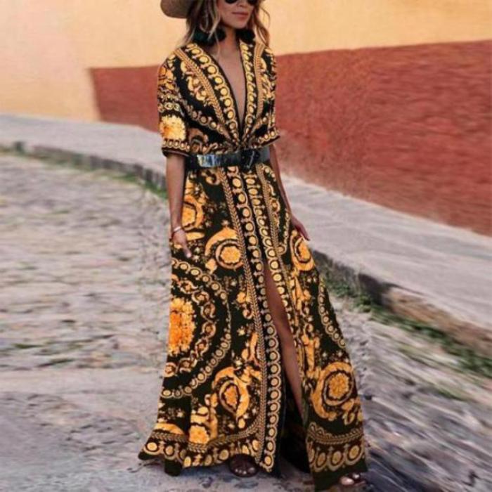 Early Spring Vintage Printed Fashionable Maxi Dress