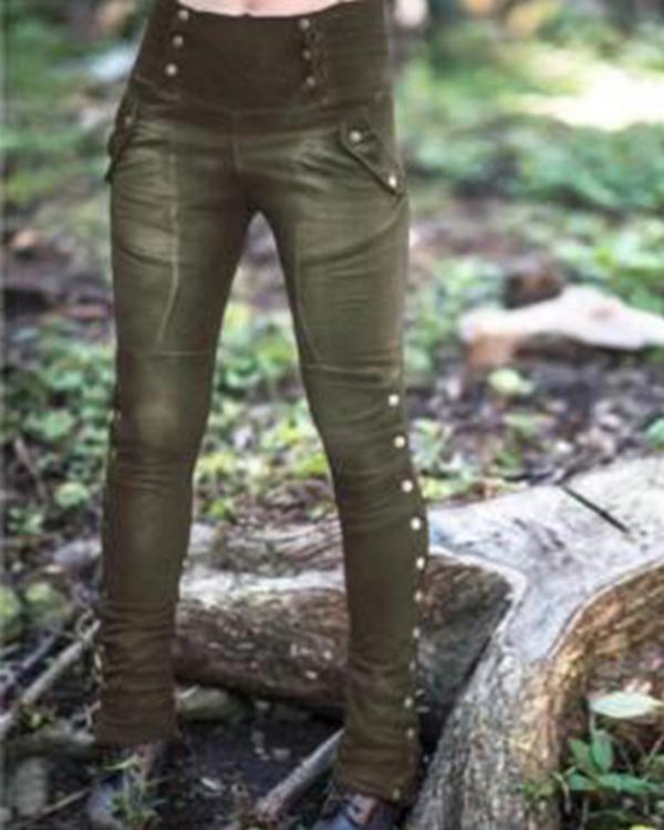 Women's Casual Pockets Solid Pants