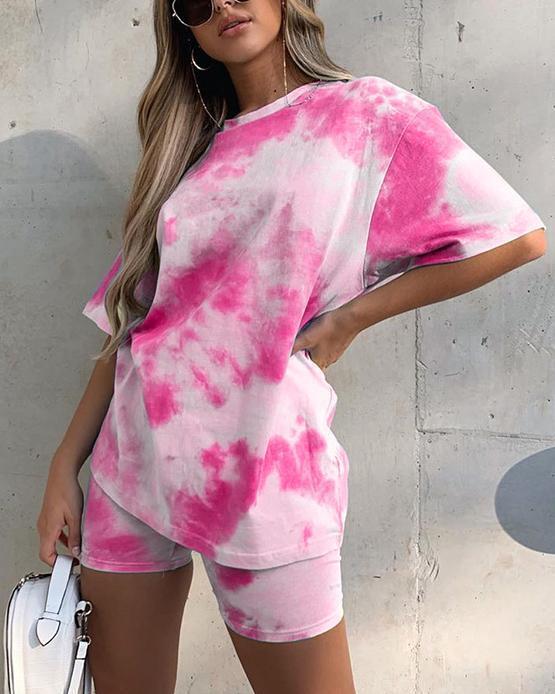 Fashion tie-dyed color loose casual suit