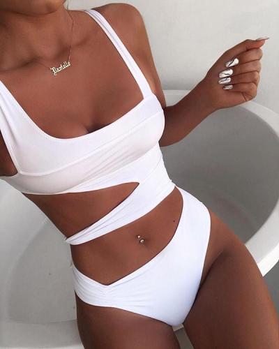 Women Hollow One-piece Knotted Bikini