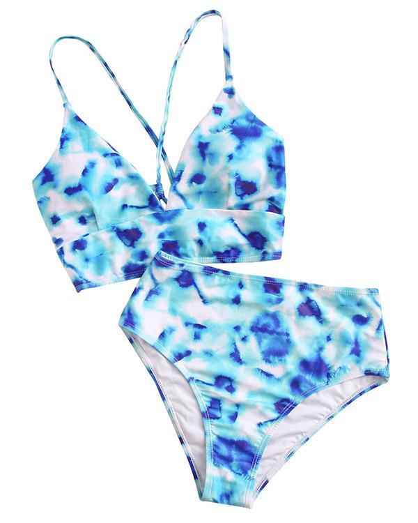 Tie-dye Printed High Waist Bikini