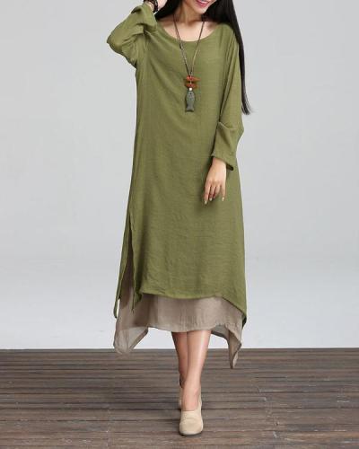 Plus Size Crew Neck Sling Solid Maxi Dress