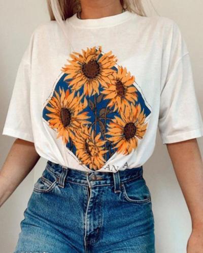 Fashion Printed Casual Basic Long T-shirts