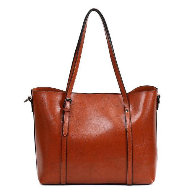 US$ 31.99 - Women Oil Leather Tote Handbags Casual Front Pockets ...