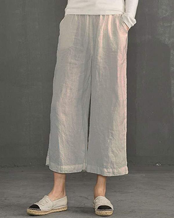 Women Solid Casual Linen Havana Nights Pants