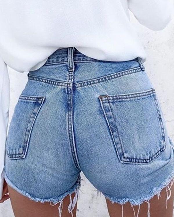 High Waist Pocket Sexy Denim Shorts Pants