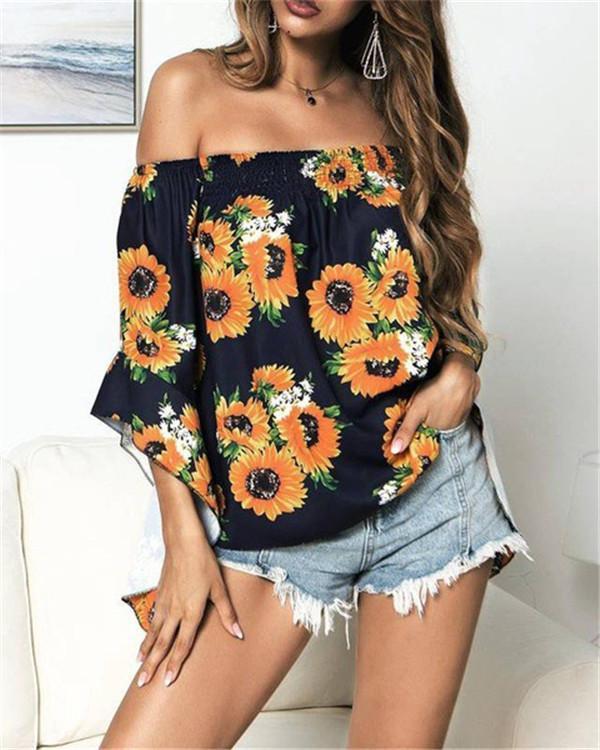 US$ 25.99 - Off Shoulder Solid Summer Holiday Chic Blouse - www ...