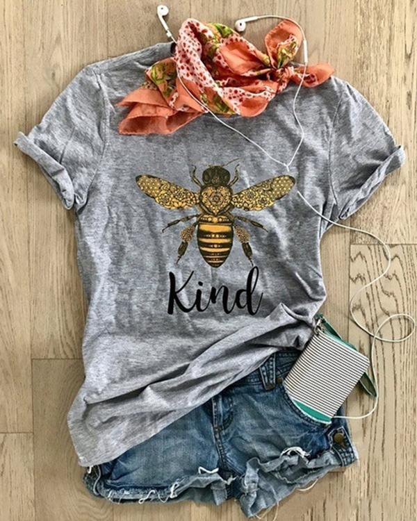 Women's Bee Print Top Women's Cotton T-Shirt