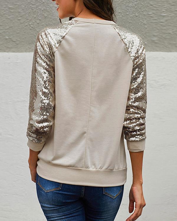 T-Shirt With Sequined Sleeves