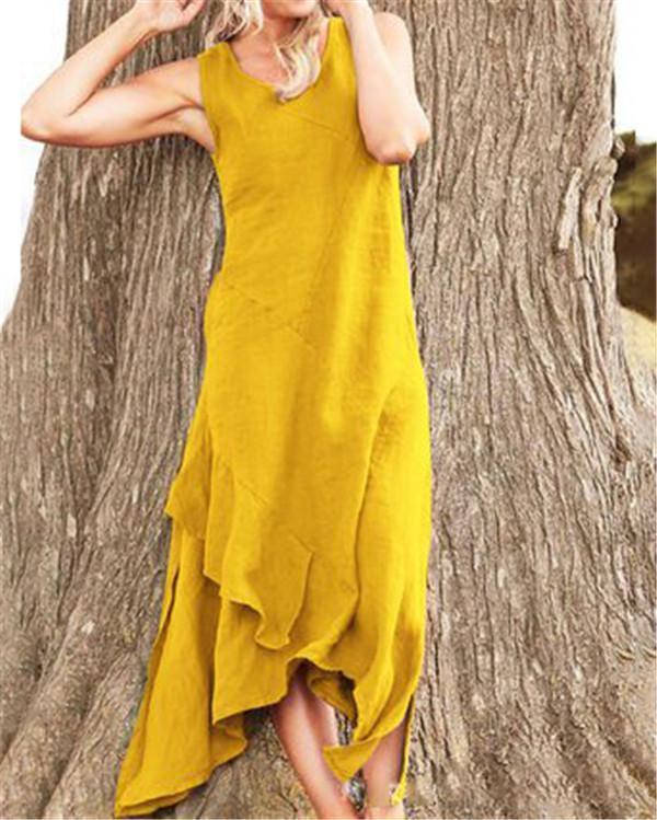 Sleeveless Solid Holiday Daily Fashion Maxi Dresses