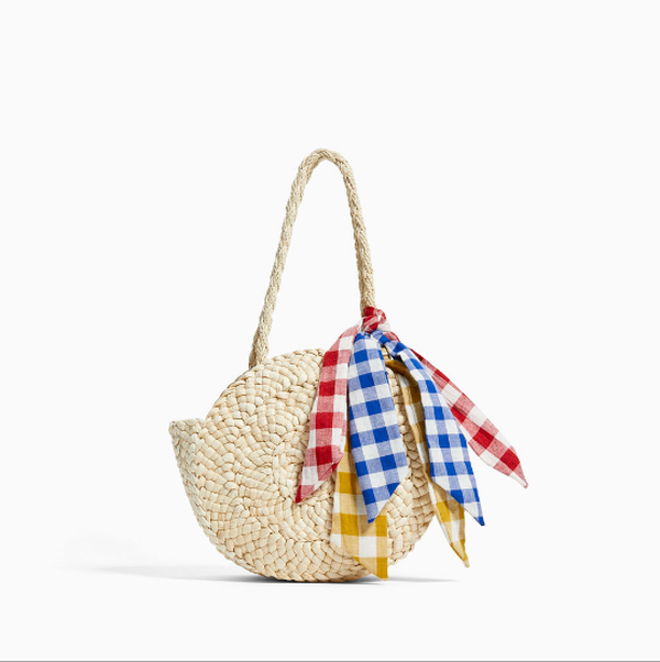 Women's Colorful Ribbon Beach Straw Handbag