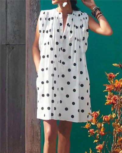 Sleeveless Polka Dots Holiday Daily Fashion Mini Dresses