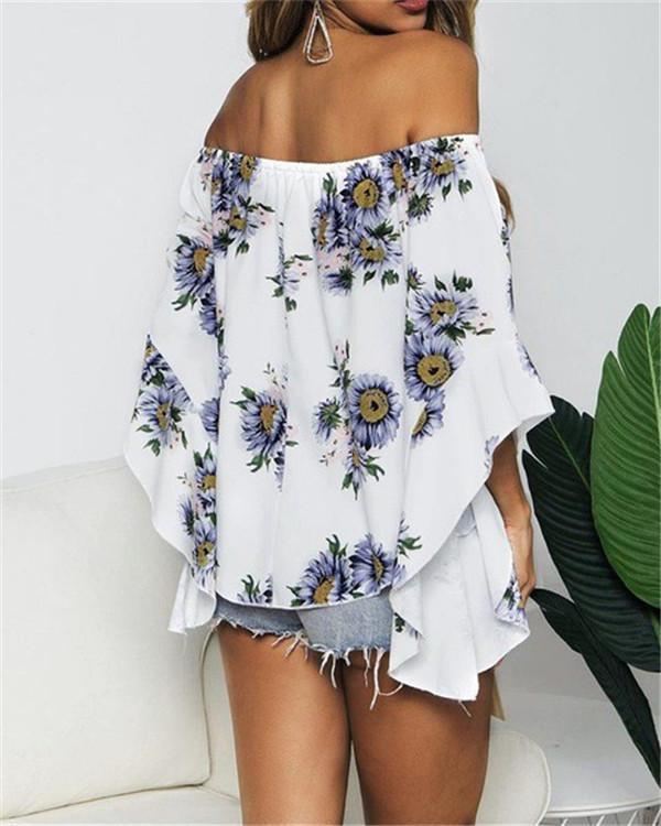 Off Shoulder Solid Summer Holiday Chic Blouse